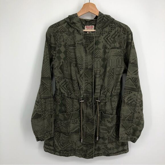 Mossimo Supply Co. Jackets & Blazers - Mossimo Jacket Womens Medium Green Aztec Utility‎ Hoodie